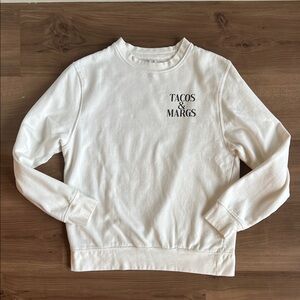 White Sweatshirt with Tacos & Margs Print